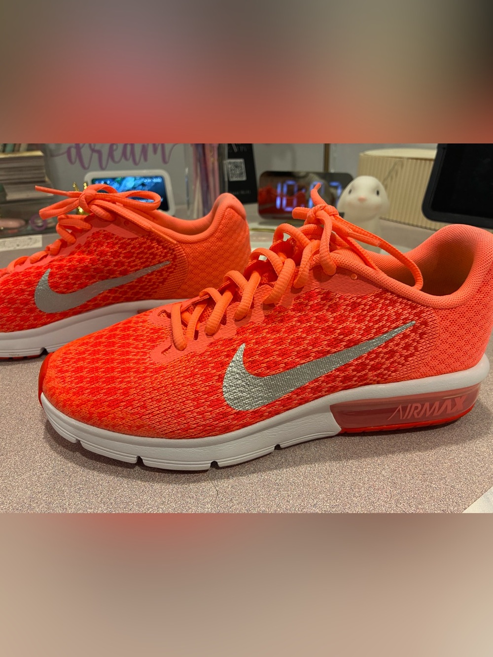 Nike Air Max Sneakers in Vibrant Orange with Silver Swoosh